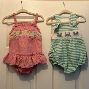 Pink and Green Baby Rompers